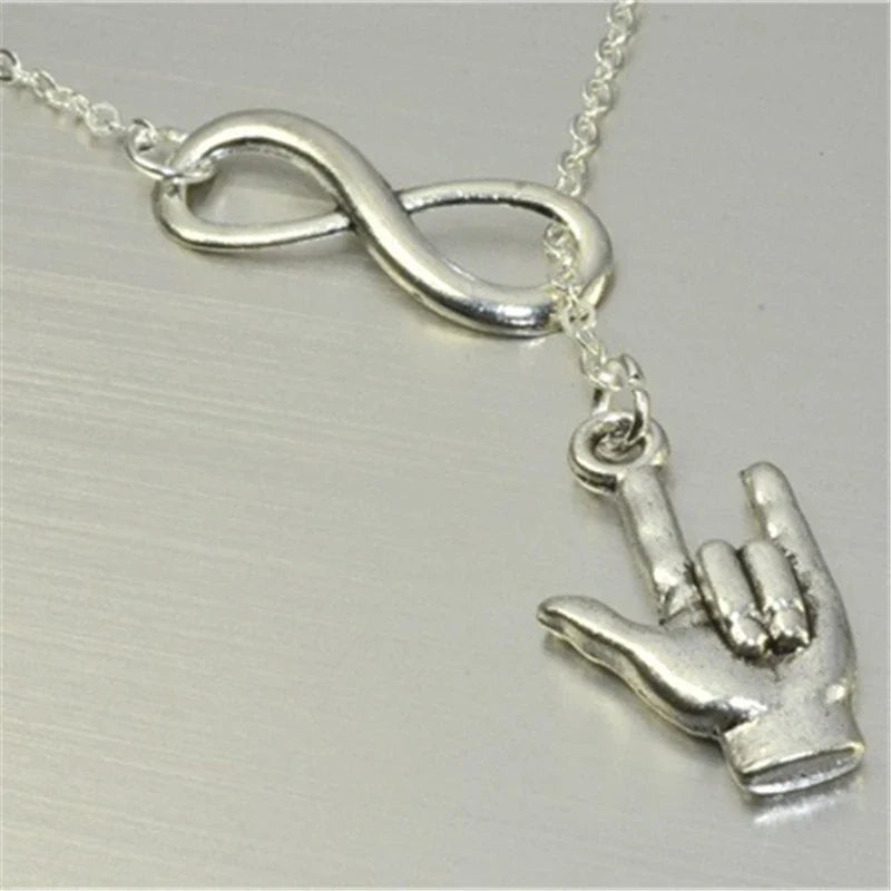 Infinity Pendant and Hand Necklace