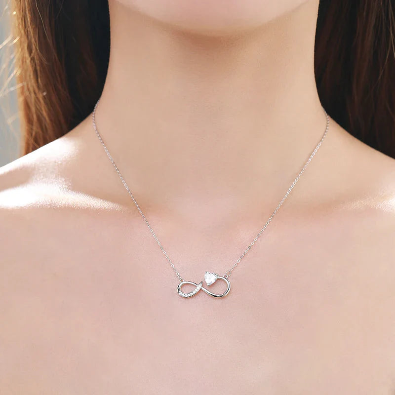 Infinity Pendant Necklace with Lion in Zircon