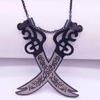 Islamic Muslim Pendant Necklace Ali Zulfiqar Sword Black