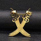 Islamic Muslim Pendant Necklace Ali Zulfiqar Sword Gold