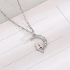 Collar Colgante Luna y Gatos con Cristal