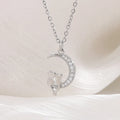 Collar Colgante Luna y Gatos con Cristal