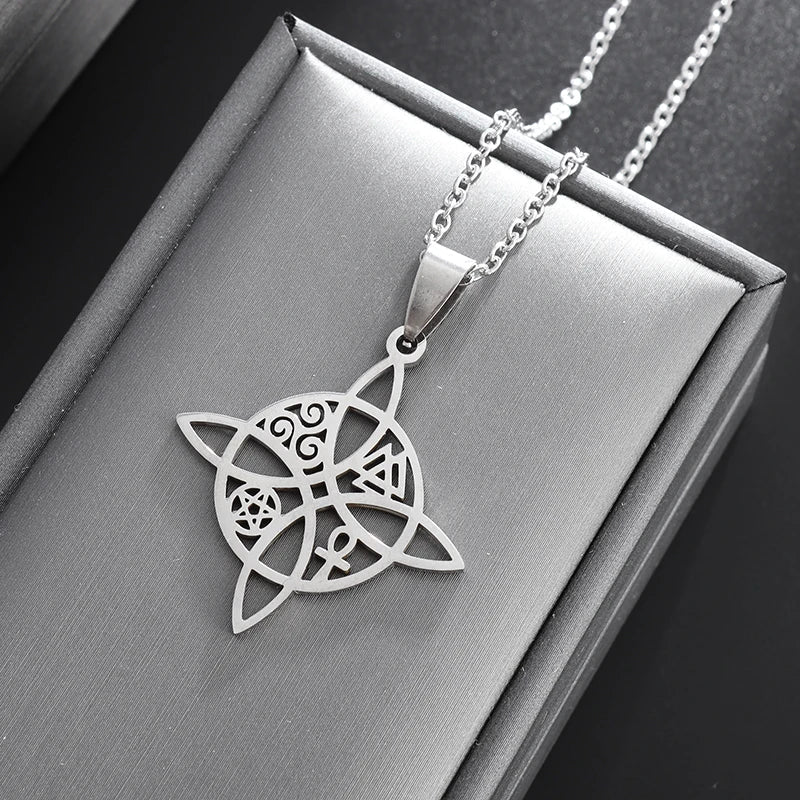 Collar Colgante Nudo de Bruja Wicca de Protección plata