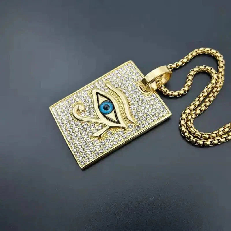Collier & Pendentif Oeil d'Horus Egyptien Oudjat Doré