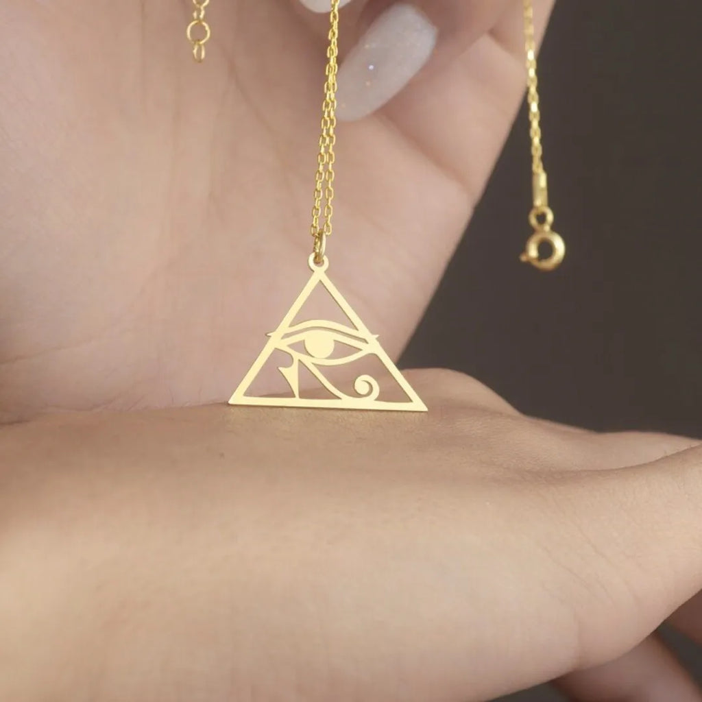 Collar y Colgante Ojo de Horus Egipcio Oudjat para Mujer oro