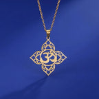 Om Buddhism Pendant Necklace gold