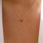 Red Small Heart Pendant Choker Necklace