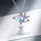 Collier Pendentif Pierre De Lune Bleue bleu clair