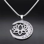 Collar Colgante Piedras 7 Chakras Flor de Loto plata