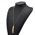 Gold Feather Pendant Necklace for Women