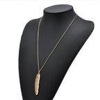 Gold Feather Pendant Necklace for Women