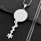 Collar con Colgante Rueda de Hécate Strophalos Brujería Wicca plata 50 cm