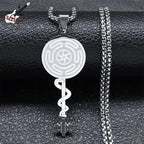 Collar con Colgante Rueda de Hécate Strophalos Brujería Wicca plata 50 cm