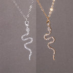 Collier Pendentif Serpent Zircons