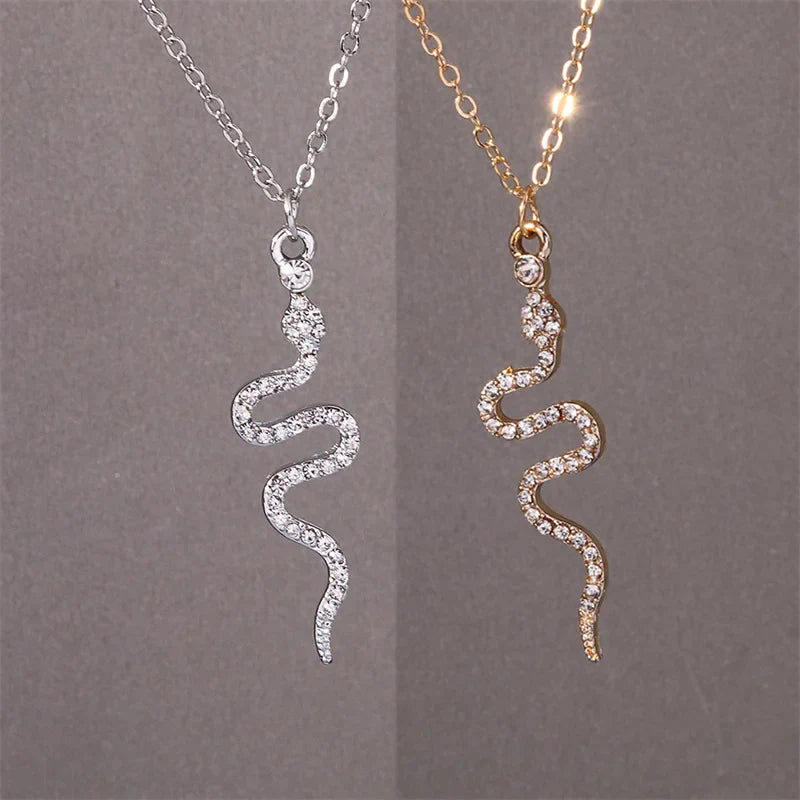Collier Pendentif Serpent Zircons