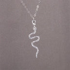 Collier Pendentif Serpent Zircons argent