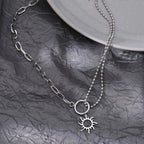 Asymmetric Sun Pendant Necklace silver