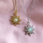 Sun Pendant Necklace with Silver Rhinestones