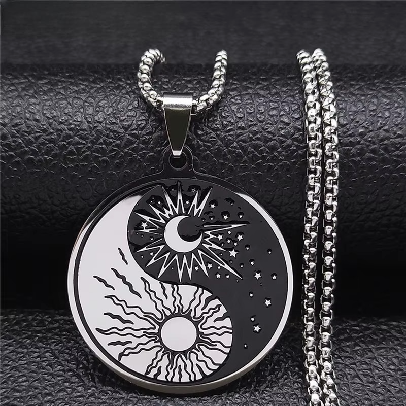 Yin Yang Sun and Moon Pendant Necklace