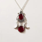 Collar Colgante Triple Luna Brujería Wicca Mujer rojo