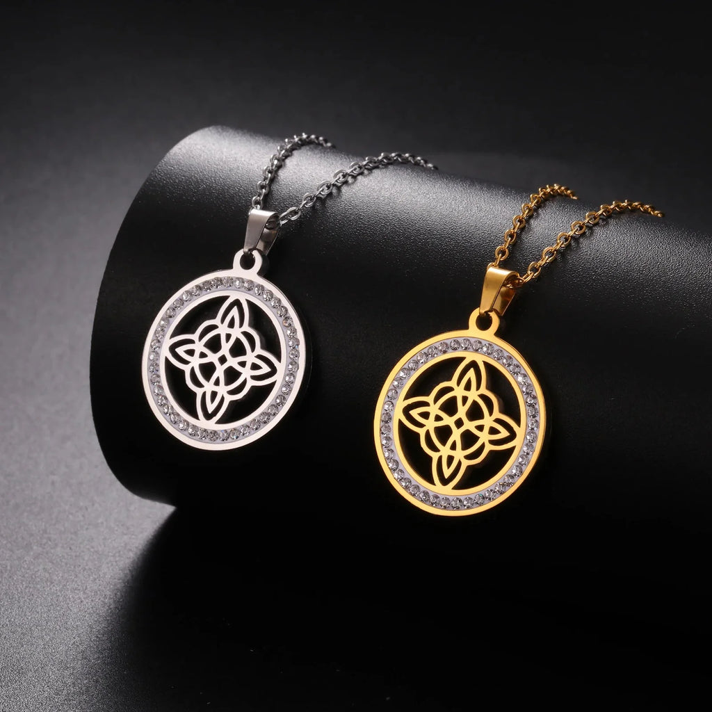 Collar Colgante Wiccano Nudo de Bruja Amuleto de Protección para Mujer oro