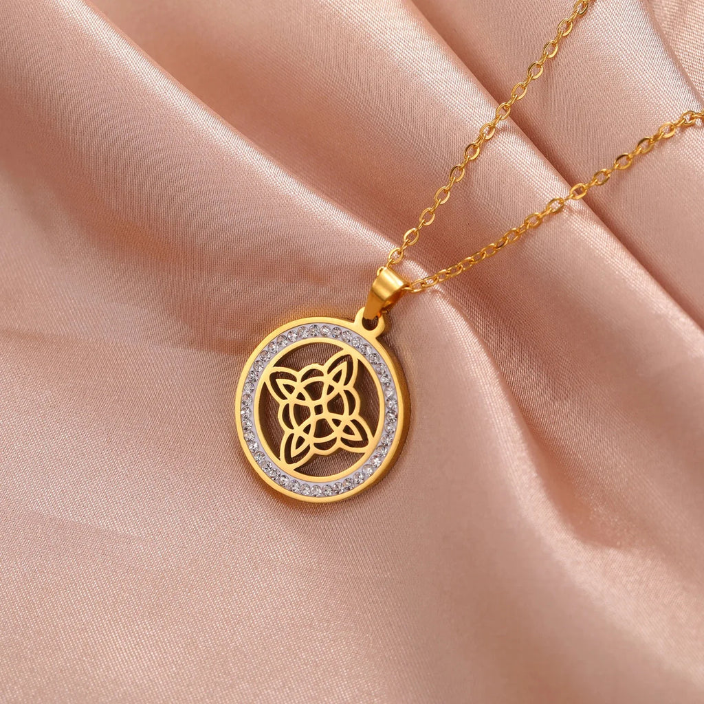 Collar Colgante Wiccano Nudo de Bruja Amuleto de Protección para Mujer oro