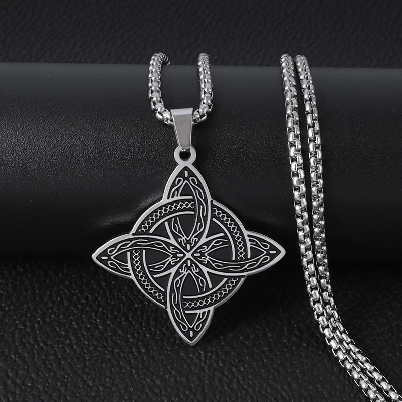 Wiccan Pendant Necklace Witch's Protection Knot Silver