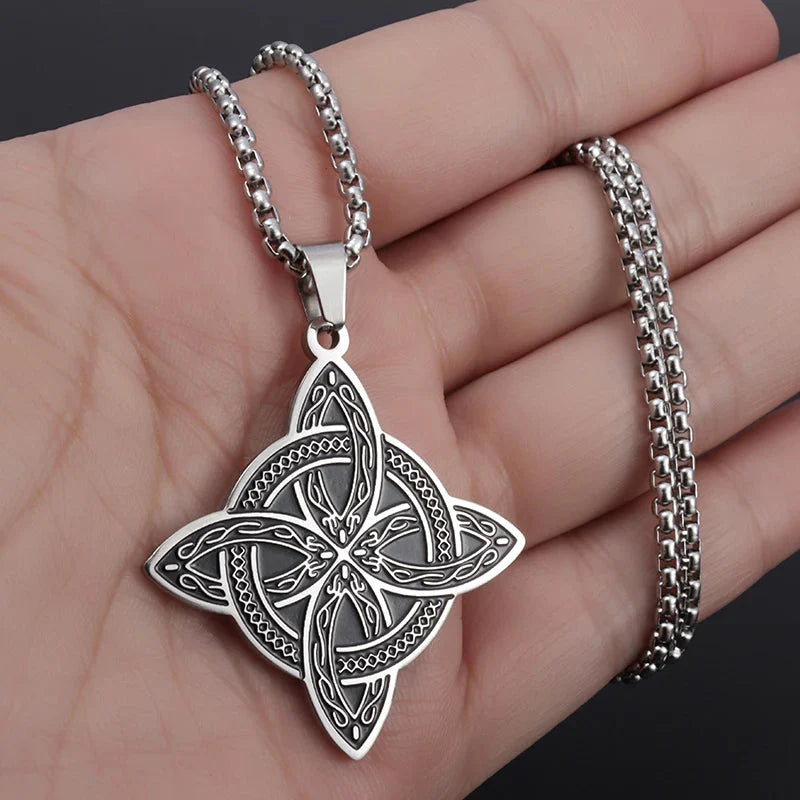 Wiccan Pendant Necklace Witch's Protection Knot Silver