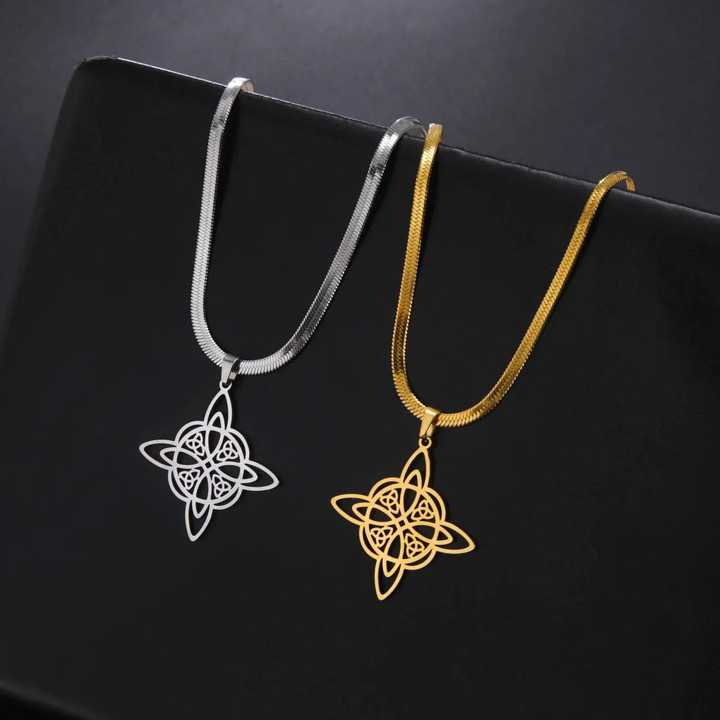 Wiccan Pendant Necklace Witch's Knot Women's Protective Amulet gold