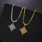 Wiccan Pendant Necklace Witch's Knot Women's Protective Amulet gold