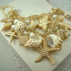 Shell Starfish Conch and Pearl Pendant Necklace