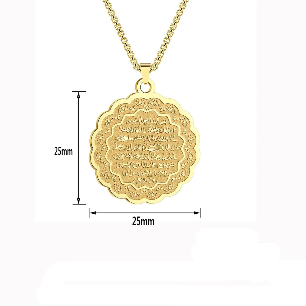 Collier pour femme avec pendentif Ayatul Kursi arabe 