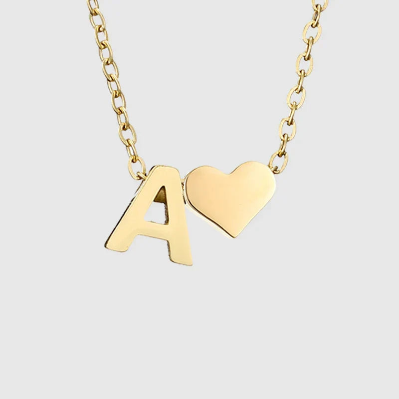 Collar para mujer con colgante de corazón e inicial - letra 
