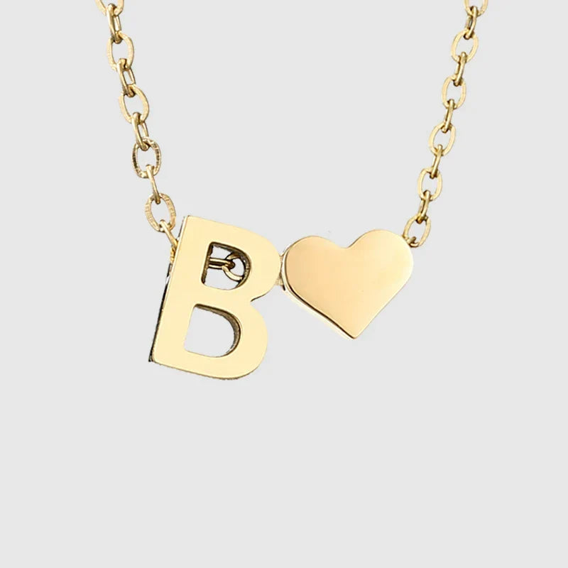 Collar para mujer con colgante de corazón e inicial - letra 