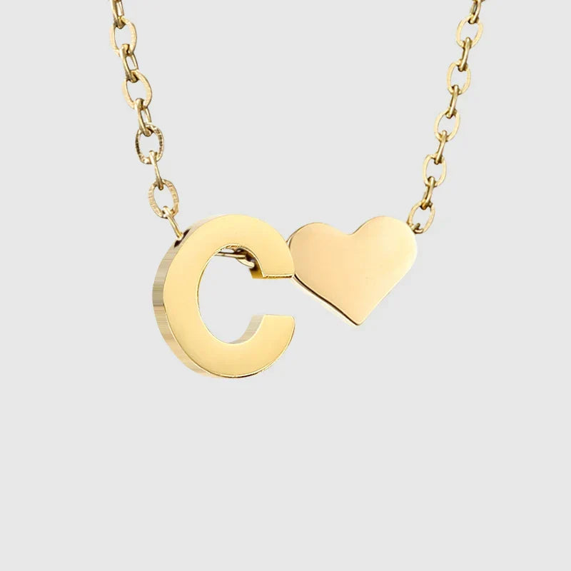 Collar para mujer con colgante de corazón e inicial - letra 