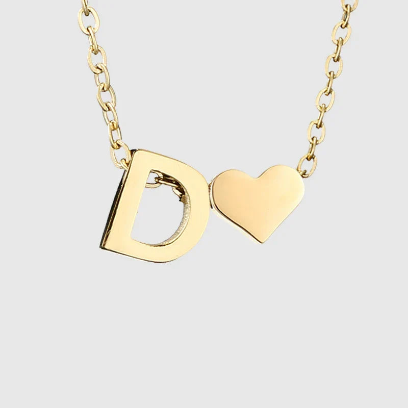 Collar para mujer con colgante de corazón e inicial - letra 