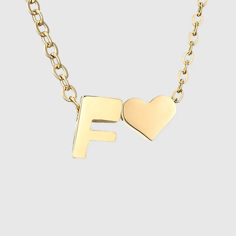 Collar para mujer con colgante de corazón e inicial - letra 