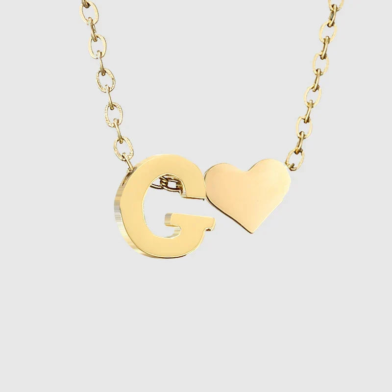 Collar para mujer con colgante de corazón e inicial - letra 
