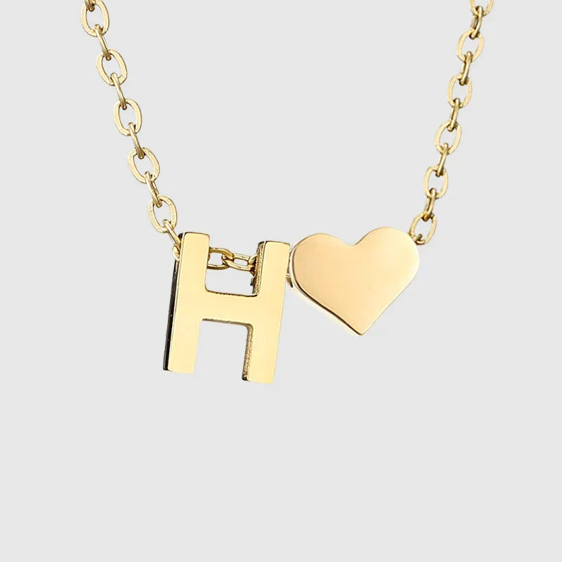 Collar para mujer con colgante de corazón e inicial - letra 