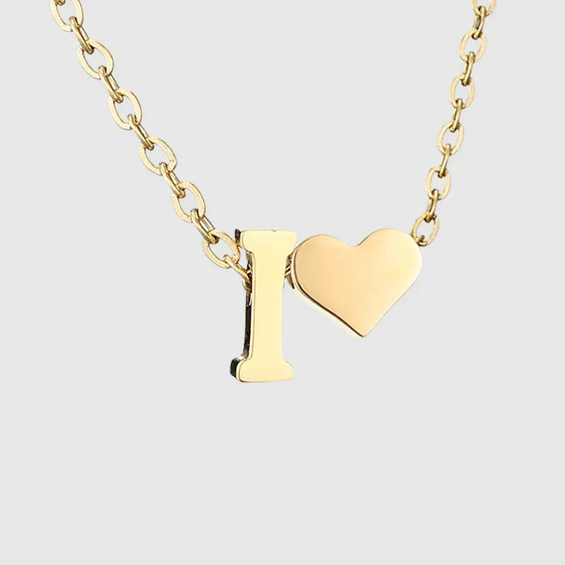 Collar para mujer con colgante de corazón e inicial - letra 