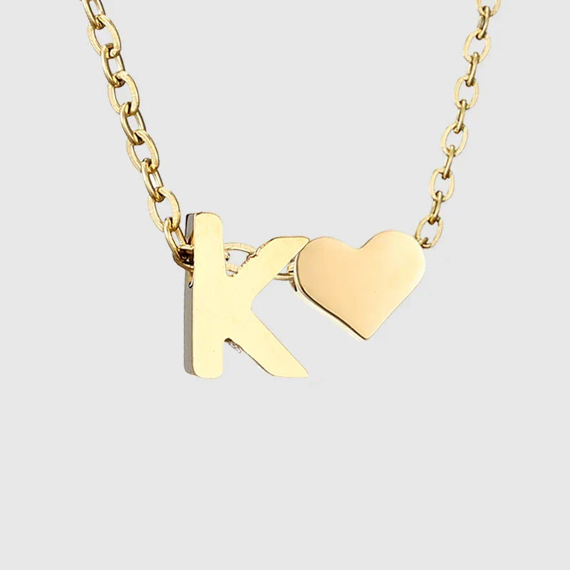 Collar para mujer con colgante de corazón e inicial - letra 