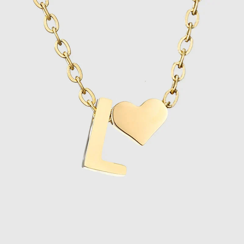 Collar para mujer con colgante de corazón e inicial - letra 