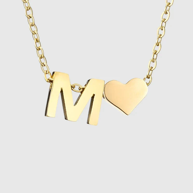 Collier pour femme avec pendentif coeur et initiale - lettre