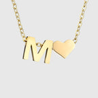 Collier pour femme avec pendentif coeur et initiale - lettre
