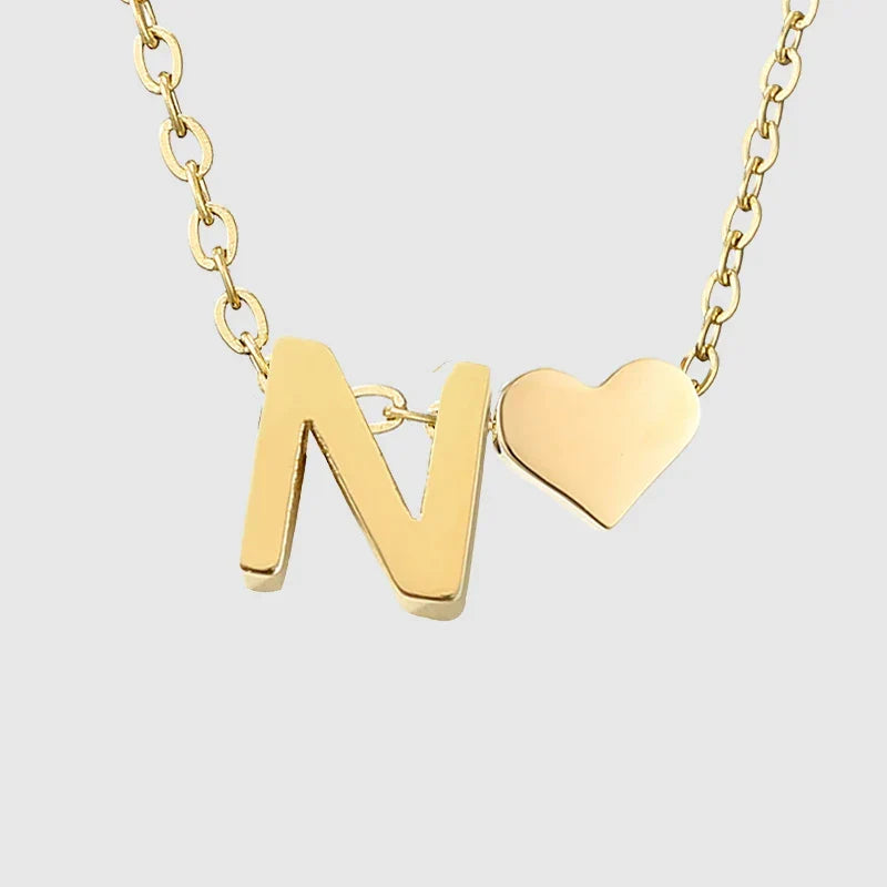 Collier pour femme avec pendentif coeur et initiale - lettre