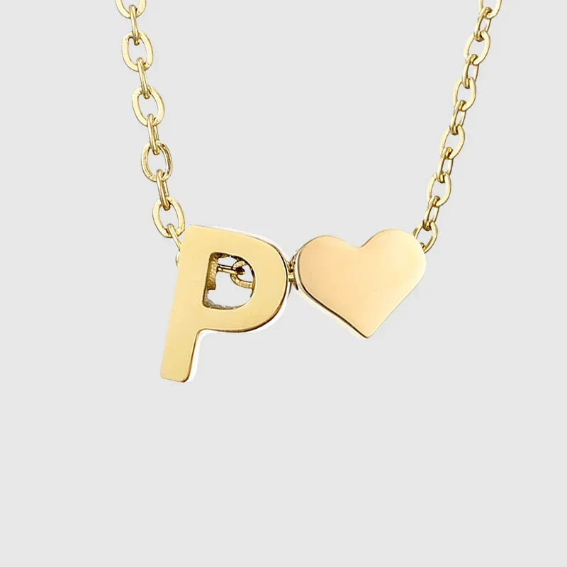 Collar para mujer con colgante de corazón e inicial - letra 