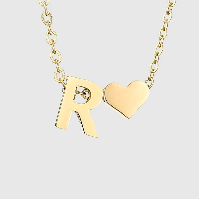Collier pour femme avec pendentif coeur et initiale - lettre