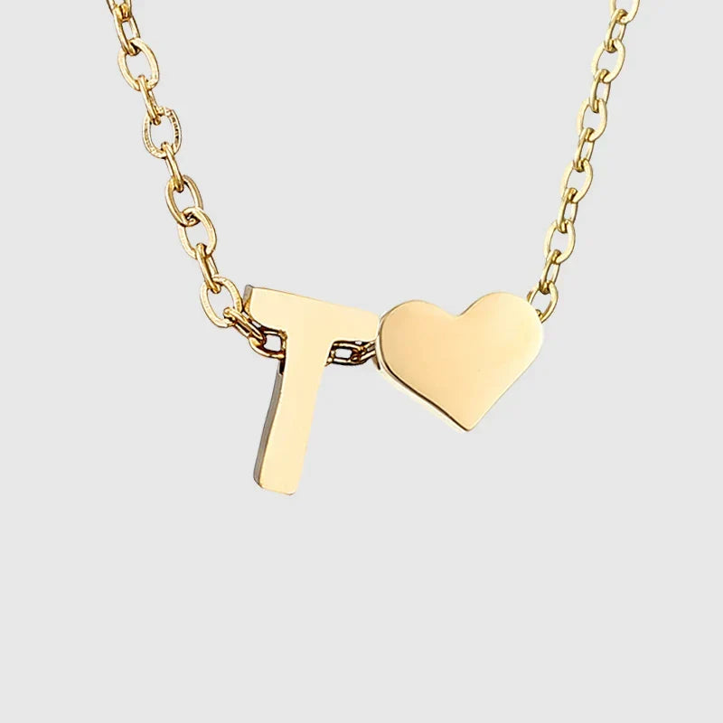 Collar para mujer con colgante de corazón e inicial - letra 