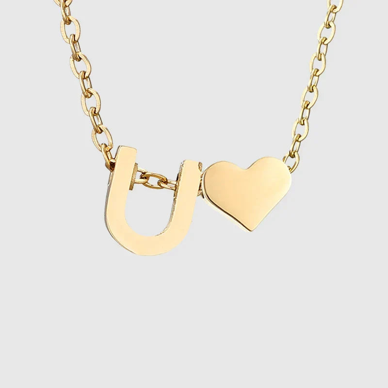 Collar para mujer con colgante de corazón e inicial - letra 
