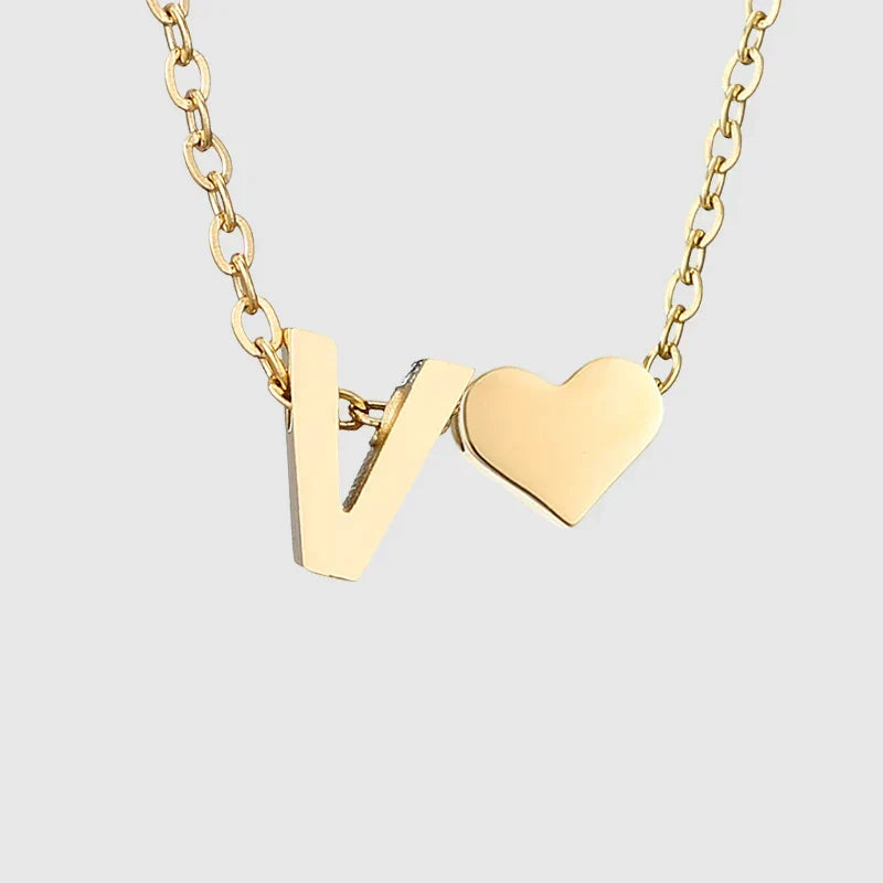 Collar para mujer con colgante de corazón e inicial - letra 